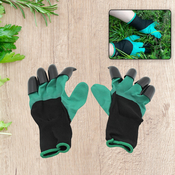 Heavy Duty Garden Gloves with Claws (Washable): 1 Pair (Mix Color)