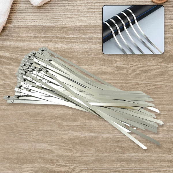 Stainless Steel Cable TIE Used for Solar, Industrial and Home Improvement Multipurpose HIGH Strength, Self-Locking Zip Ties, Multi-purpose Tie, Portable Rustproof 100Pcs Wide Application Zip Tie Set for Building (4.6x100MM /  100 pcs Set)