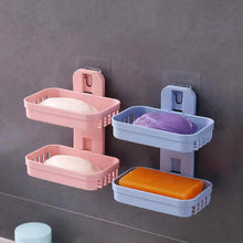 Adhesive Sticker Soap 2 Layer Dish Holder Wall Mounted Bathroom Shower Soap Holder Saver Box Storage Organizer Rack, ABS Plastic (Double Layers / 2 pcs set)