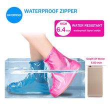 Plastic Shoes Cover Reusable Anti-Slip Boots Zippered Overshoes Covers Pink, Transparent Waterproof Snow Rain Boots for Kids/Adult Shoes, for Rainy Season (L Size1 Pairs)