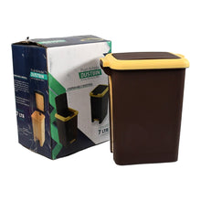 1668 Plastic Push N Pedal Dustbin Plastic Kitchen Waste Bin with Lid | Trash Can Waste Basket for Bathroom, Hands Free with Step On Foot Pedal and Garbage Bag Ring ( 7 Ltr. ) 