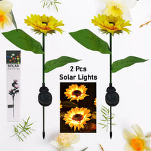 2 Pc Outdoor Solar Sunflower Lights Intelligent Light Control Waterproof Garden Landscape Stake Light