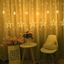 12 STARS CURTAIN STRING LIGHTS, WINDOW CURTAIN LIGHTS WITH 8 FLASHING MODES DECORATION FOR FESTIVALS