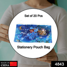 4843 20 Pc Blue Printed Pouch For Carrying Stationary Stuffs And All By The Students. 