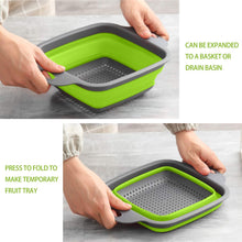 2527 Silicone Square Plastic Folding Collapsible Durable Kitchen Sink Dish Rack 