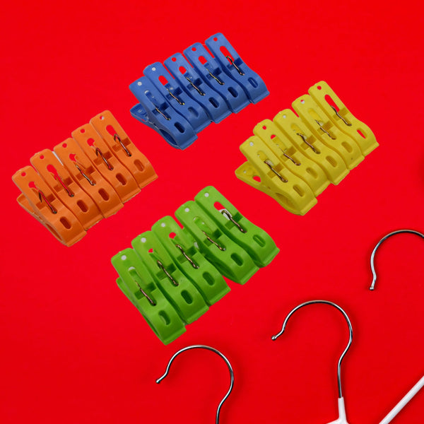 Multifunction Plastic Heavy Quality Cloth Hanging Clips, Plastic Laundry Clothes Pins Set of 20 Pieces