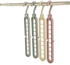 1553 Anti-Skid Plastic 9-Holes Magic Wardrobe Folding Hangers 