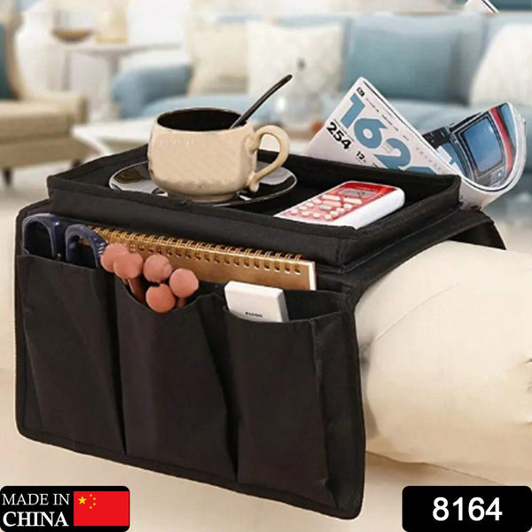 Sofa Arm Rest Hanging Storage Bag, Storage Bag for Sofa Ideal for Sorting Magazines iPad Books (Black)