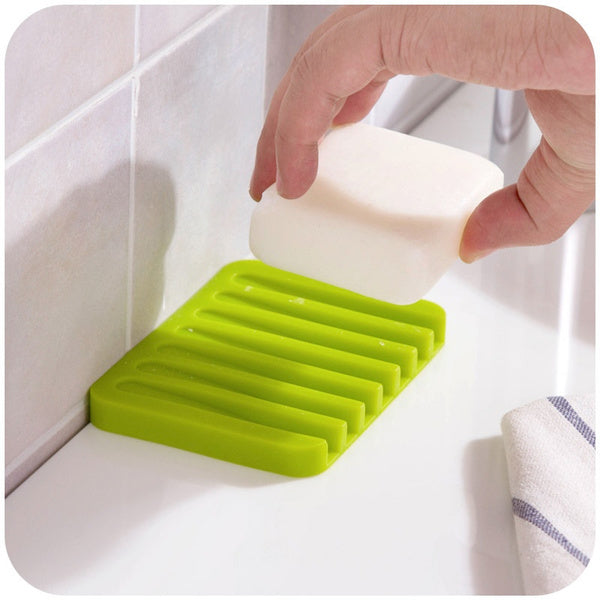 0810 Silicone Soap Holder Soap Dish Stand Saver Tray Case for Shower 