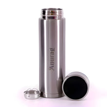 Customized/Personalized Stainless Steel Smart Water Bottle with Smart LCD Temperature Touch | Gifting Custom Name Water Bottle | Gifts for Boyfriend/Girlfriend/Employee | 500ML