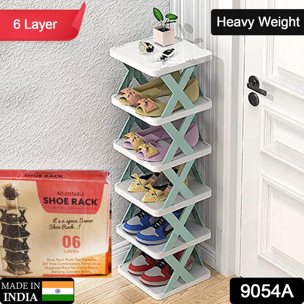 6 LAYER SHOE RACK DESIGN LIGHTWEIGHT ADJUSTABLE PLASTIC FOLDABLE SHOE CABINET STORAGE PORTABLE FOLDING SPACE SAVING SHOE ORGANIZER HOME AND OFFICE