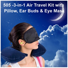 505 -3-in-1 Air Travel Kit with Pillow, Ear Buds & Eye Mask Jyotin Enterprises WITH BZ LOGO