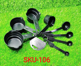 106 Plastic Measuring Cups and Spoons (8 Pcs, Black) Jyotin Enterprises